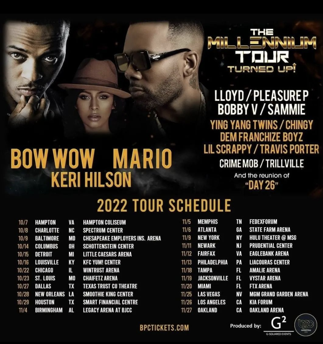 the millennium tour turned up dates